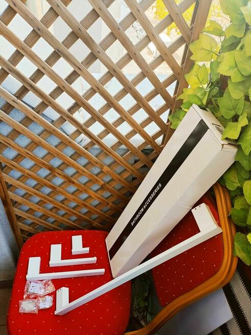 Wieszak Łazienkowy Biały stal nierdzewna uchwyt na papier