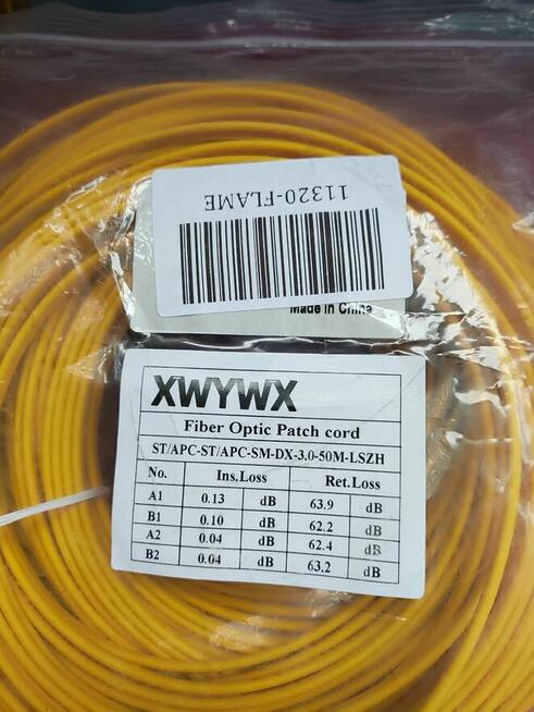 Kabel Światłowodowy Światłowód Przewód Patchcord 50m Optyczn