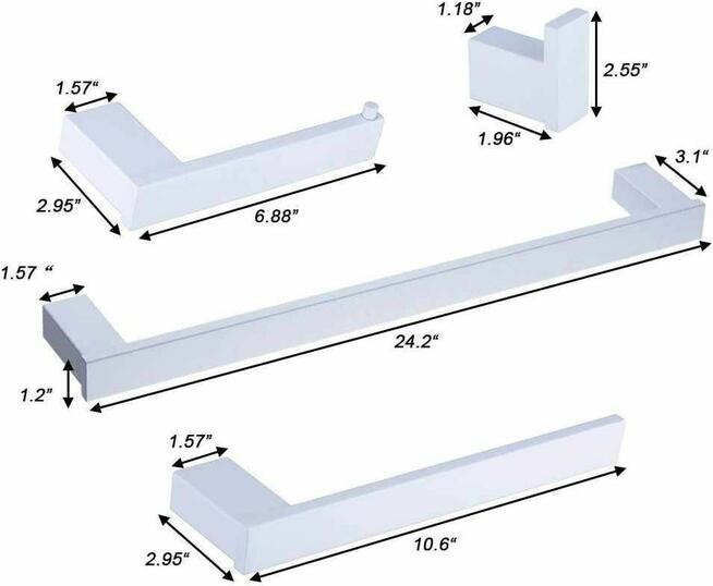 Wieszak Łazienkowy Biały stal nierdzewna uchwyt na papier