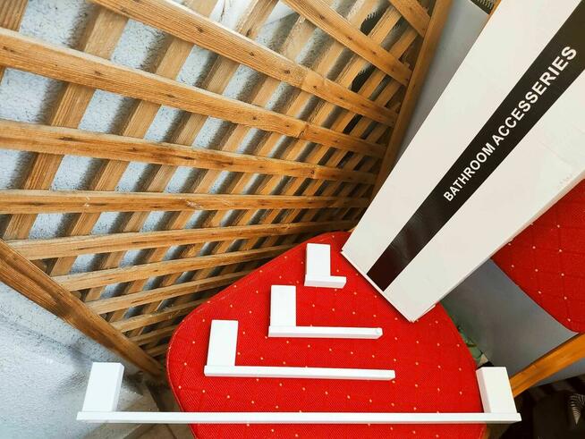 Wieszak Łazienkowy Biały stal nierdzewna uchwyt na papier