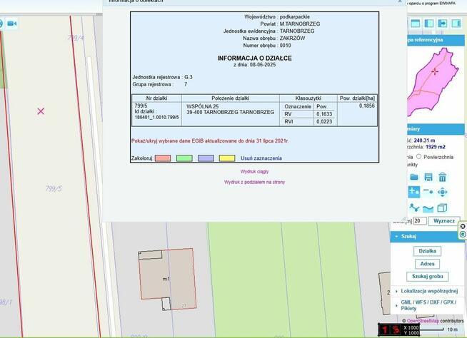 Dzialka Zakrzow Tarnobrzeg ul Wspolna cena 11 tys ar