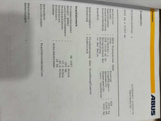 szt.8 suwnice 8 T - 21900 mm.