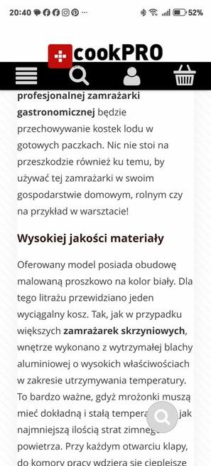 Zamrażarka gastronomiczną firmy Cook pro