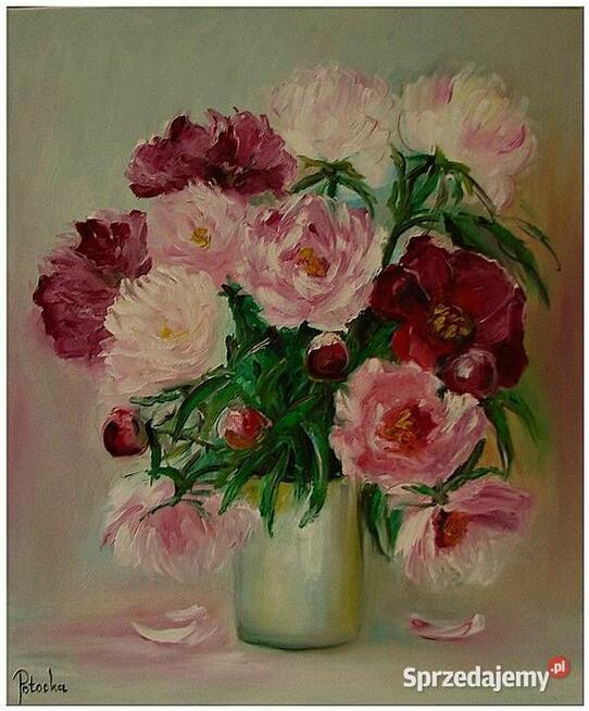 Piwonie obraz olejny 50cm-60cm dostępny