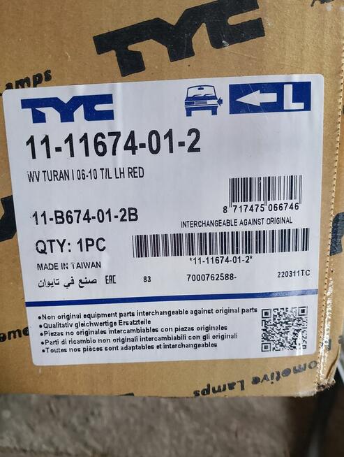 Lampa klosz nowa lift VW Turan 07-10r Okazja!