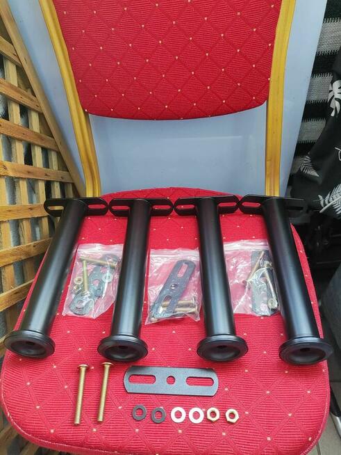 Nóżki Regulowane Czarne Metalowe Nogi Meblowe szafki łóżka