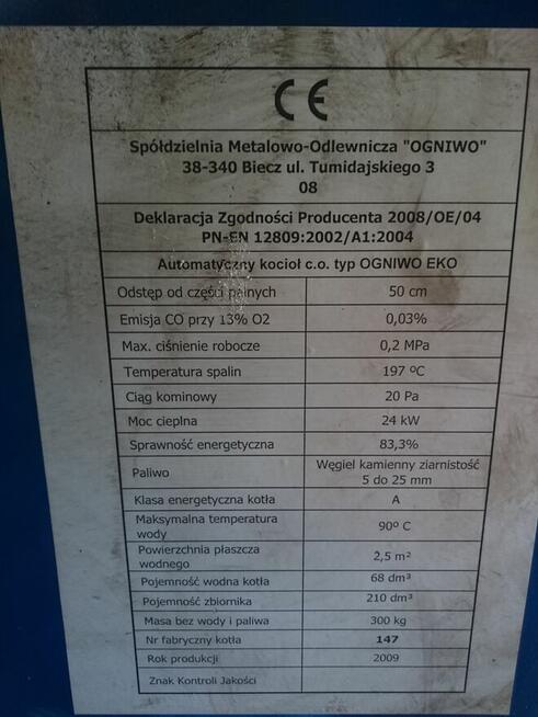 Piec co na ekogroszek ogniwo 24kw