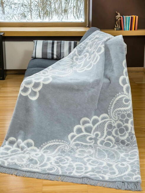 Koc bawełniany polski ciepły 150x200 pled narzuta koce piękn