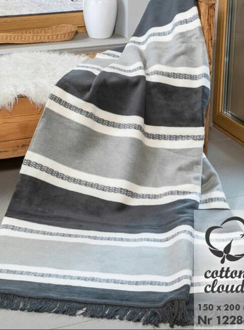 Koc bawełniany polski ciepły 150x200 pled narzuta koce p