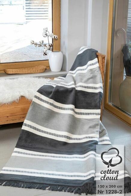 Koc bawełniany polski ciepły 150x200 pled narzuta koce p