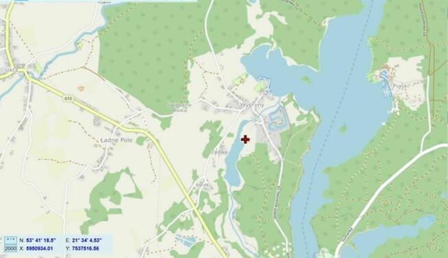 Działka z linią brzegową jeziora Wygryny w Wygrynach