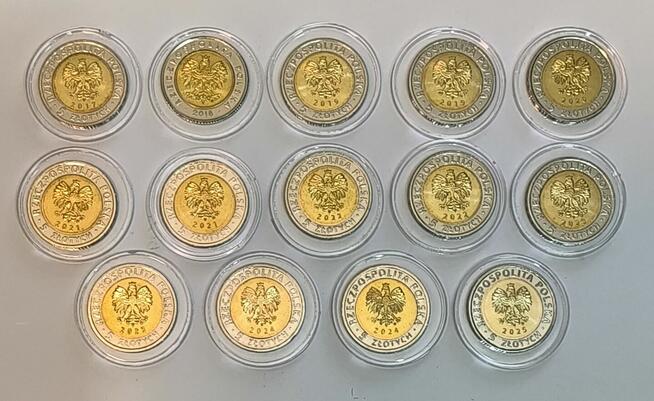 5zł - 15 monet z serii Odkryj Polskę 2017 -2025r.+ 2zł 2008r