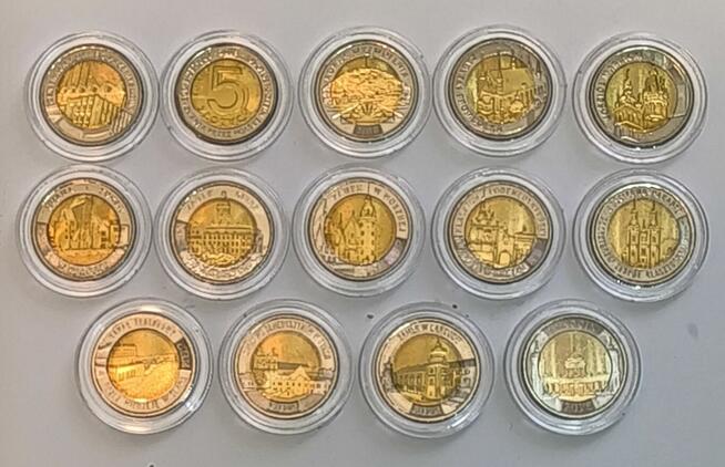 5zł - 15 monet z serii Odkryj Polskę 2017 -2025r.+ 2zł 2008r