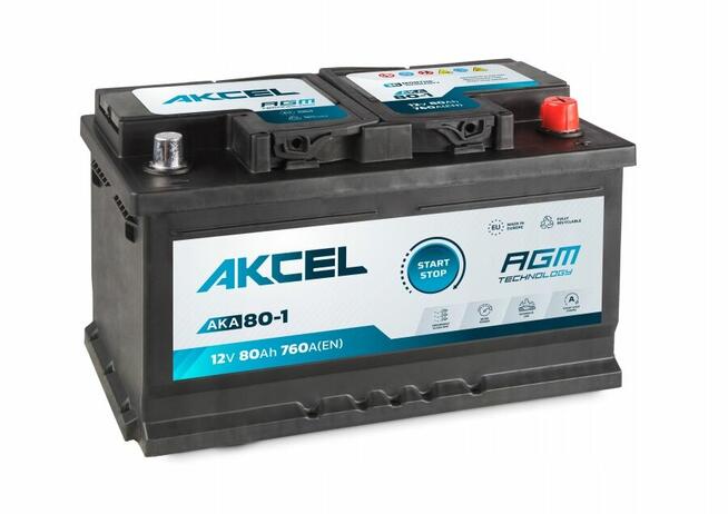 Akumulator AKCEL 80Ah 760A AGM START-STOP