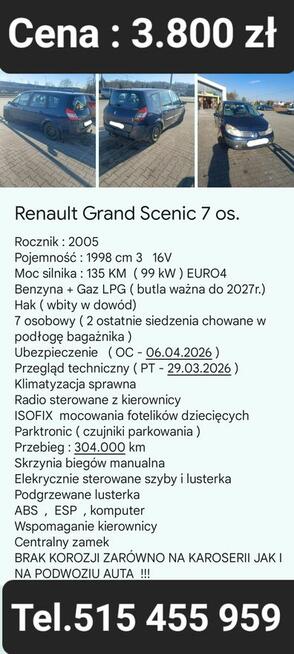 Renault Grand Scenic 2 2.0 (Cena : 3.800 zł ) NOWA CENA