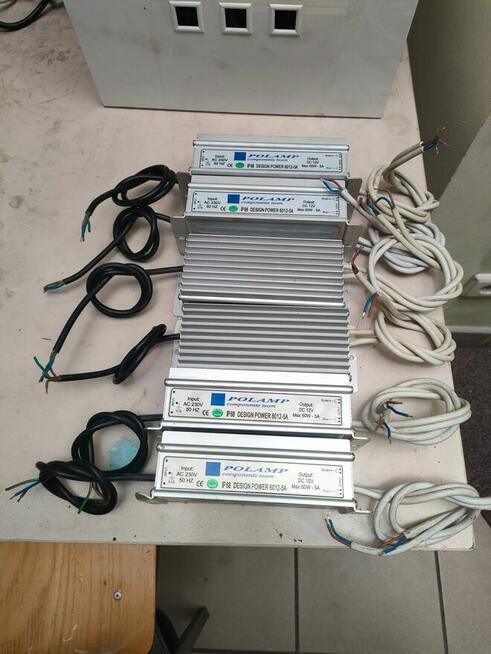 Zasilacze LED i przemysłowe 12V – różne modele, używane, spr