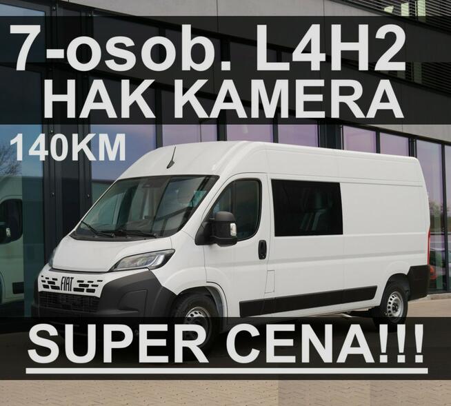 Fiat Ducato L4H2 Brygada 7-os. Kamera Drzwi 270. Pakiet Techno 1849 zł od ręki !