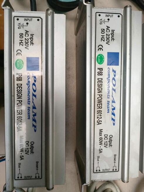 Zasilacze LED i przemysłowe 12V – różne modele, używane, spr