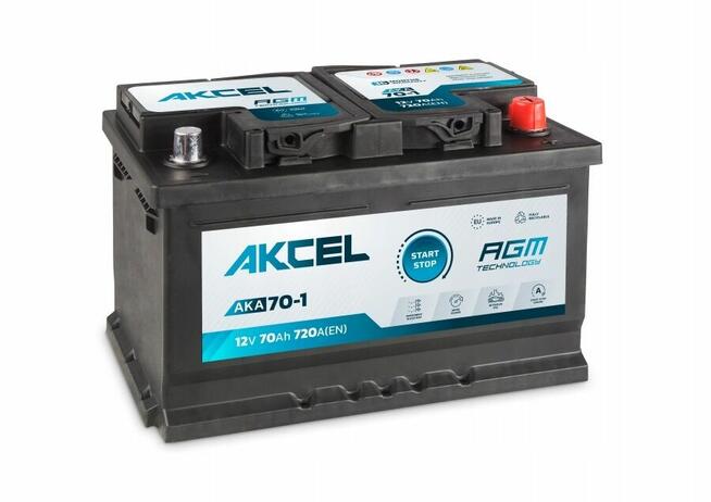 Akumulator AKCEL 70Ah 720A AGM START-STOP