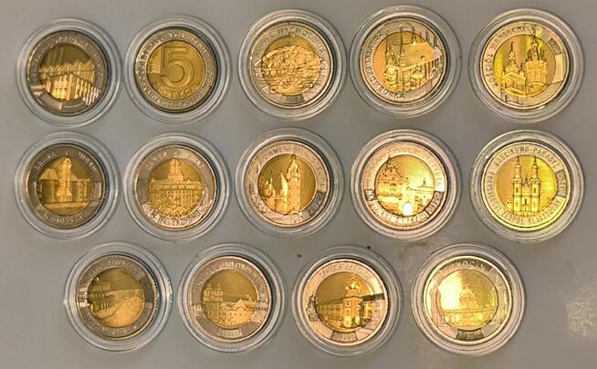 5zł - 15 monet z serii Odkryj Polskę 2017 -2025r.+ 2zł 2008r