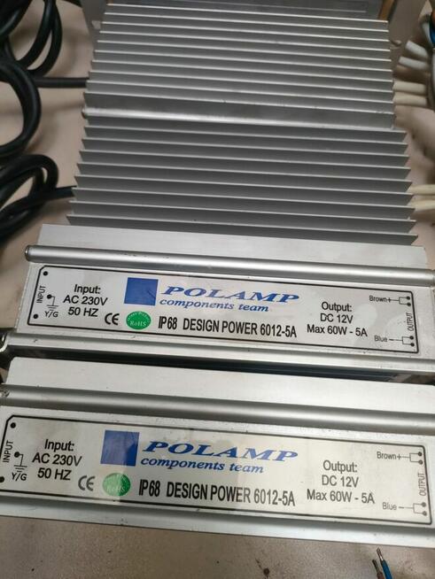 Zasilacze LED i przemysłowe 12V – różne modele, używane, spr