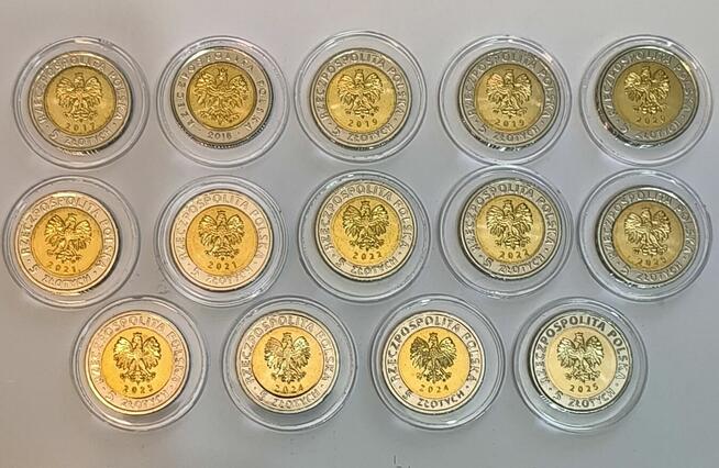 5zł - 15 monet z serii Odkryj Polskę 2017 -2025r.+ 2zł 2008r
