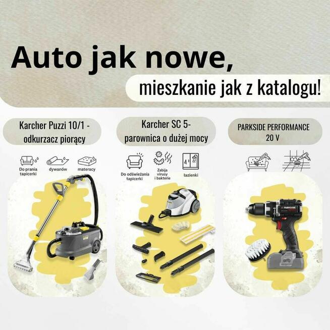 Wynajem zestawu Karcher, puzzi 10/1 odkurzacz piorący, SC5