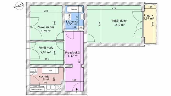 3 pokoje z kuchnią blisko AGH, UR, ASP, UJ, PK UE (3-4osób)