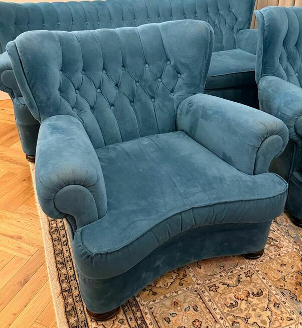 Zestaw wypoczynek Chesterfield Ludwikowski Pikowany Ciemny T