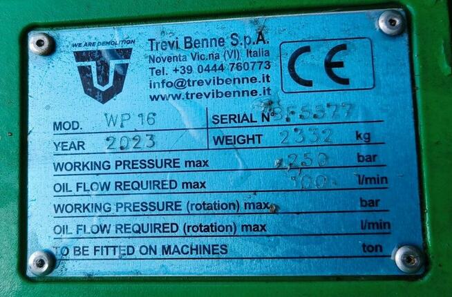 Łyżka Chwytakowa Trevi Benne KARCZOWNIK WP16 + GRZEBIEŃ BF56