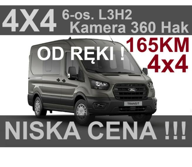 Ford Transit 4X4  6-os. Brygadowy 165KM Hak Kamera 360 Napęd 4x4 Od ręki ! 2209 zł