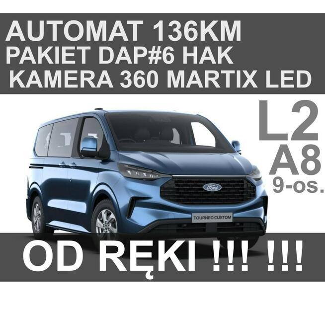 Ford Transit Custom Martix Led Kamera 360 L2 136KM Automat Hak Dostępny od ręki !!! 2359zł