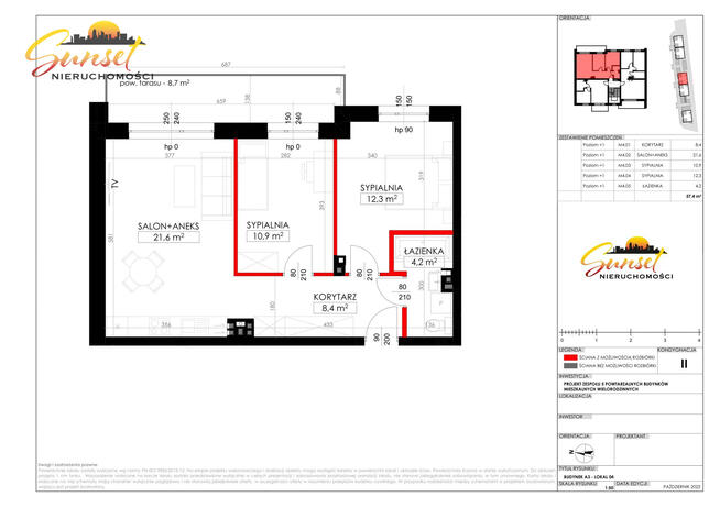 57,4m², 3-pokoje, Tarasa, Marki, ul. Kościuszki