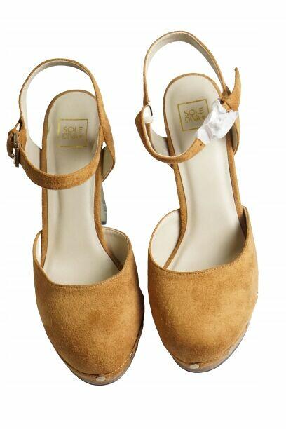 40 Zamszowe czółenka obcas 12 cm koniak Sole Diva