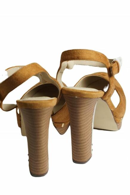 40 Zamszowe czółenka obcas 12 cm koniak Sole Diva