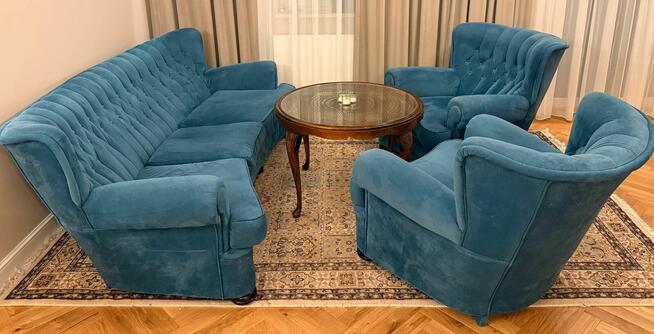 Zestaw wypoczynek Chesterfield Ludwikowski Pikowany Ciemny T