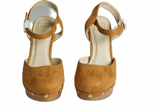 40 Zamszowe czółenka obcas 12 cm koniak Sole Diva