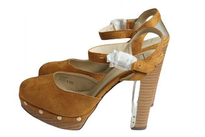 40 Zamszowe czółenka obcas 12 cm koniak Sole Diva