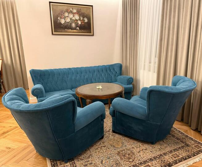 Zestaw wypoczynek Chesterfield Ludwikowski Pikowany Ciemny T