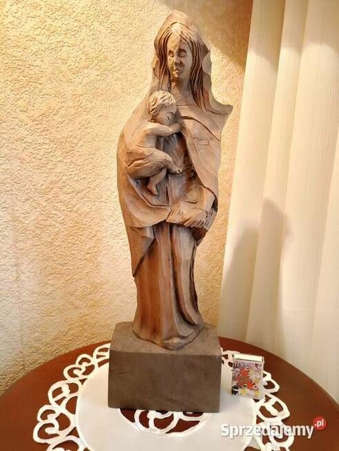 44 cm rzeźba Matka Boża z dzieciątkiem Jezus drewno