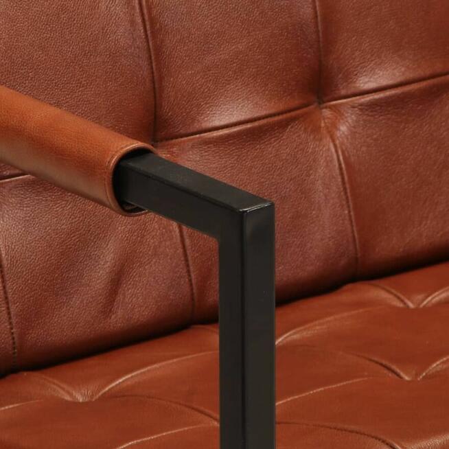 Sofa 3-osobowa, brązowa, naturalna skóra kozia vidaXL