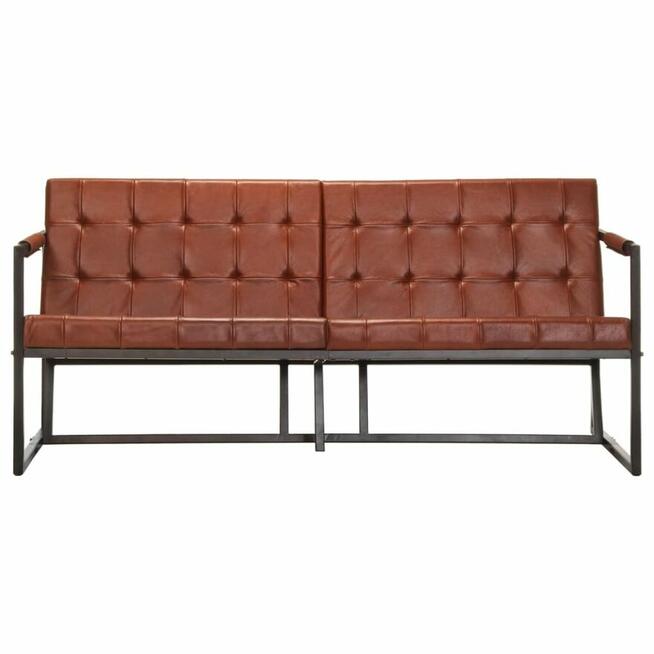 Sofa 3-osobowa, brązowa, naturalna skóra kozia vidaXL