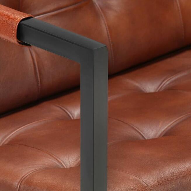 Sofa 3-osobowa, brązowa, naturalna skóra kozia vidaXL