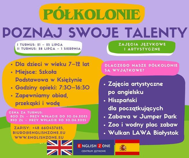 Półkolonie językowe Księżyno k/Białegostoku