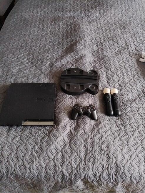 Ps3 bez kabli z padem i ladowarka do Move motion Controler