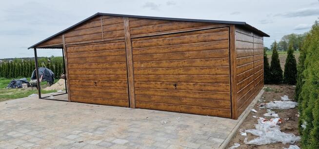 Duży Garaż Blaszany ZŁOTY DĄB-DREWNOPODOBNY-Maj-Blach