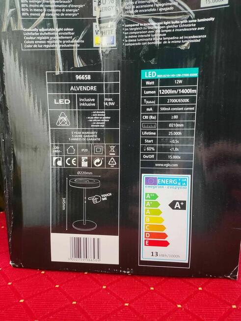 Lampa LED stołowa Eglo Biała Lampka Biurkowa dotykowa na Dotyk