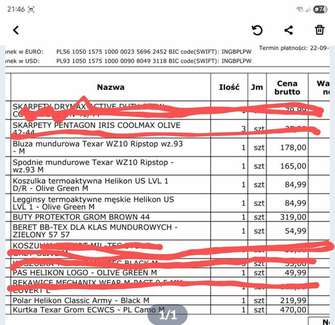 Odsprzedam komplet odzieży wojskowej