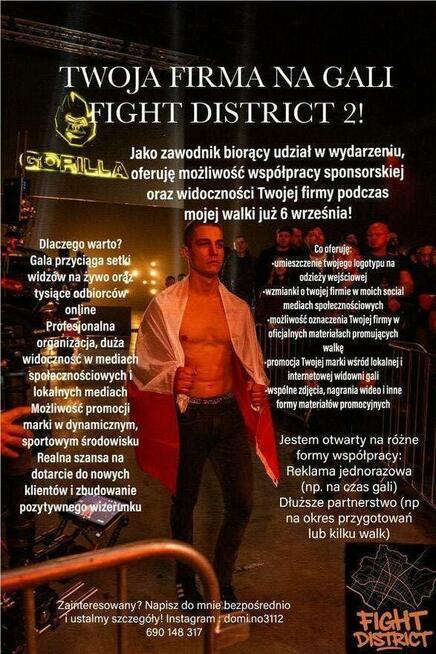 Reklama na gali sportów walki fight district 2 w Łomży
