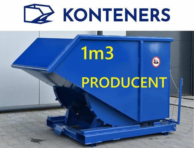 Kontener metalowy samowyładowczy 1m3 / TARTAK/ TROCINY